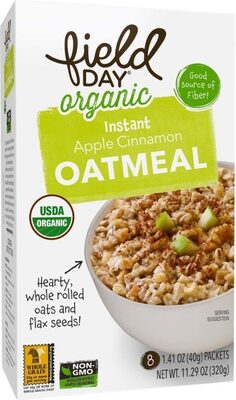 Apple Cinnamon Organic Instant Oatmeal, Apple Cinnamon