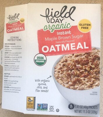 Maple Brown Sugar Organic Instant Oatmeal, Maple Brown Sugar