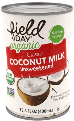 Unsweetened Light Organic Coconut Milk, Unsweetened Light