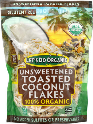 Unsweetened Toasted Organic Coconut Flakes, Unsweetened Toasted