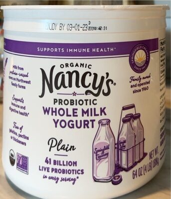 Plain Organic Probiotic Whole Milk Yogurt, Plain