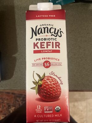 Strawberry Organic Probiotic Kefir Lowfat Cultured Milk, Strawberry