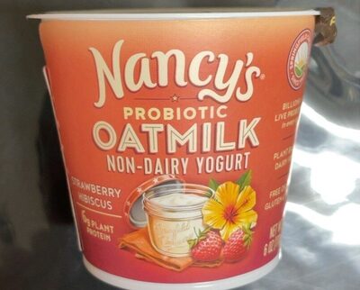 Strawberry Hibiscus Probiotic Oatmilk Non-Dairy Yogurt, Strawberry Hibiscus