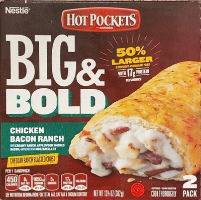 HOT POCKETS Chicken Bacon Ranch Frozen Sandwiches 2-Count Box