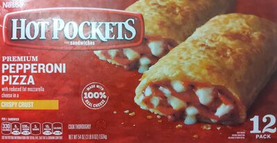 Hot Pockets Crispy Crust Pepperoni Pizza Frozen Sandwiches 54 oz 12 pack Box