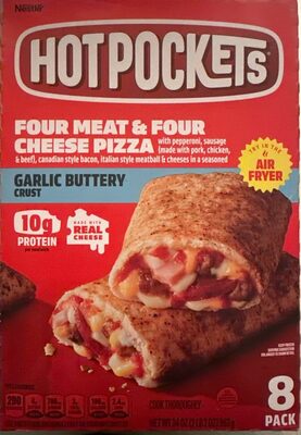 Hot Pockets Four Meat and Four Cheese Pizza Frozen Sandwiches 34 oz 8 pack Box