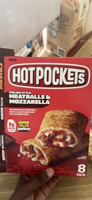 Hot Pockets Italian Style Meatballs and Mozzarella Frozen Sandwiches 36 oz 8 pack Box