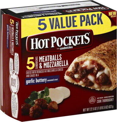 Hot Pocket Meatball Mozzarella 5pk Frozen Sandwiches 9oz Box