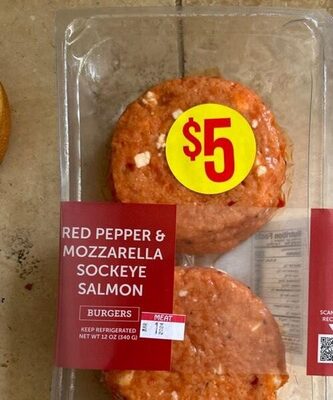 Red Pepper & Mozzarella Sockeye Salmon Burgers, Red Pepper & Mozzarella Sockeye Salmon