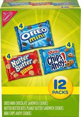 Nabisco Chips Ahoy!/Nutter Butter/Oreo Snacks Variety Pack, 1 Oz, 12 Count, Chocolate; Peanut Butter