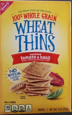 Nabisco Wheat Thins Crackers Sun Dried Tomato & Basil 1X9 Oz