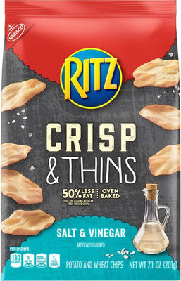 Ritz Crisp & Thin Salt And Vinegar Crackers 7.1 Oz