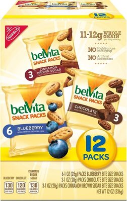Belvita Bites Breakfast Biscuits Variety Pack, 3 Flavors, 12 Packs