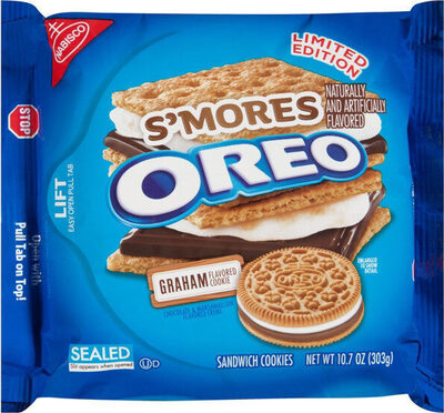 S'Mores Graham Flavored Sandwich Cookies, Marshmallow; Chocolate