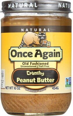 Crunchy Unsweetened Salt Free Peanut Butter, Crunchy Unsweetened