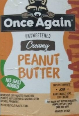 Creamy Unsweetened Peanut Butter, Creamy Unsweetened