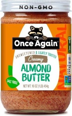 Creamy Unsweetened & Lightly Toasted Salt Free Almond Butter, Creamy Unsweetened & Lightly Toasted