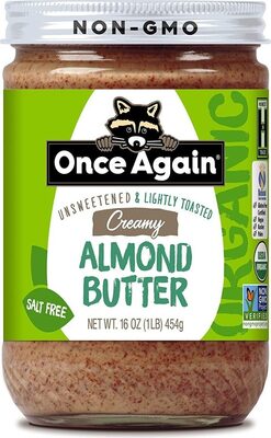 Creamy Unsweetened & Lightly Toasted Salt Free Almond Butter, Creamy Unsweetened & Lightly Toasted