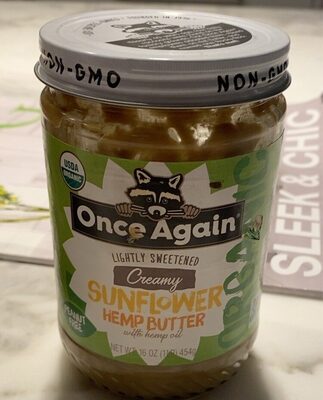 Creamy Lightly Sweetened Organic Sunflower Hemp Butter With Hemp Oil, Creamy Lightly Sweetened Organic