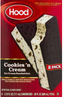 Cookies'N Cream Vanilla Ice Cream With Chocolate Cookie Pieces Between Two Chocolate Wafers Ice Cream Sandwiches, Cookies'N Cream