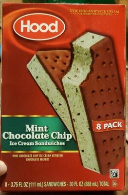 Mint Chocolate Chip Ice Cream Between Chocolate Wafers Sandwiches, Mint Chocolate Chip