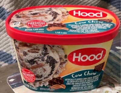Cow Chow Corn Cereal Reduced Fat Ice Cream With Pieces Of Chocolaty Sugar Cones And Swirled With Peanut Butter And Chocolate Cookie Crumble, Cow Chow