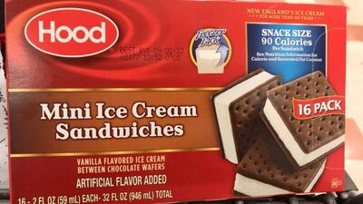 Vanilla Flavored Mini Ice Cream Between Chocolate Wafers Sandwiches, Vanilla