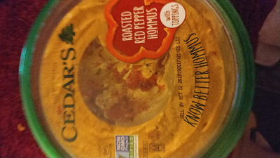 Roasted Red Pepper Hommus With Toppings, Roasted Red Pepper
