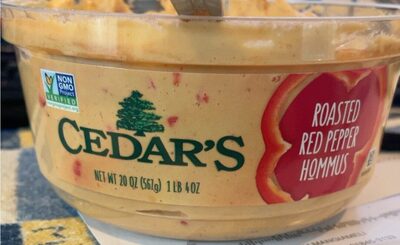 Roasted Red Pepper Hommus With Toppings, Roasted Red Pepper