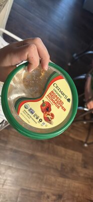 Roasted Red Pepper Hommus With Toppings, Roasted Red Pepper