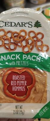 Roasted Red Pepper Hommus Snack Pack With Pretzels, Roasted Red Pepper Hommus