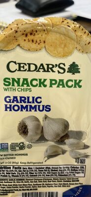 Garlic Hommus Snack Pack With Hommus Chips, Garlic