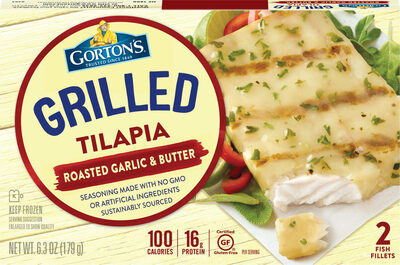 Roasted Garlic & Butter Flame Grilled Tilapia Fish Fillets, Roasted Garlic & Butter