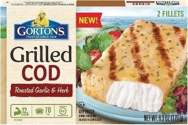 Roasted Garlic & Herb Flame Grilled Cod Fish Fillets, Roasted Garlic & Herb
