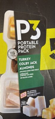 Applewood Smoked Turkey Breast, Dry Roasted Almonds, Marbled Colby & Monterey Jack Cheese Portable Protein Pack, Applewood Smoked, Dry Roasted, Marbled Colby & Monterey Jack