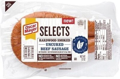 Hardwood Smoked Uncured Beef Sausage, Hardwood Smoked