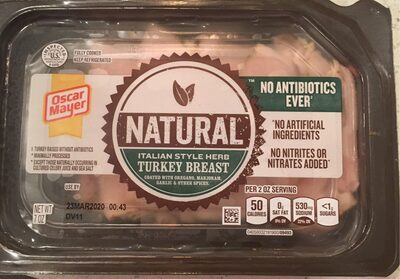 NATURAL[caret] ITALIAN STYLE HERB TURKEY BREAST COATED WITH OREGANO, MARJORAM, GARLIC & OTHER SPICES., ITALIAN STYLE HERB