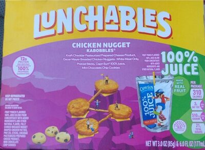 Lunchables Kabobbles Chicken Nugget, Fruit Punch; Chocolate Chip