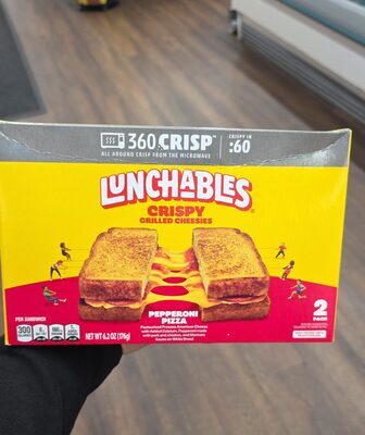 Pepperoni Pizza Pasteurized Process American Cheese With Added Calcium, Pepperoni Made With Pork And Chicken, And Marinara Sauce On White Bread Crispy Grilled Cheesies, Pepperoni Pizza