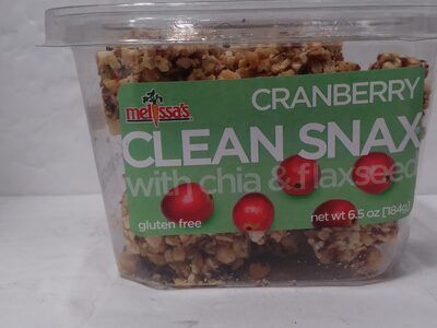 Melissa's, Clean Snax With Chia & Flaxseed, Cranberry, Cranberry