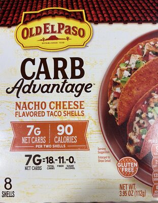 Old El Paso Carb Advantage Nacho Cheese Flavored Taco Shells 8 Count