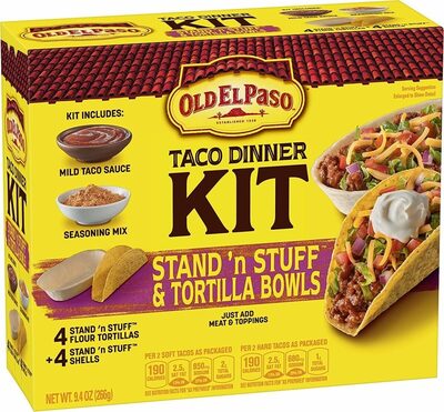 Old El Paso Hard & Soft Taco Dinner Kit with Stand 'N Stuff Shells and Tortilla Bowls