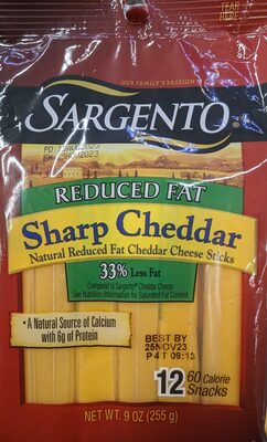 Sharp Cheddar Reduced Fat Natural Cheese Sticks, Sharp Cheddar