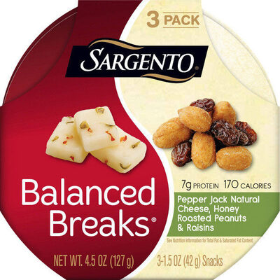 Pepper Jack Natural Cheese, Honey Roasted Peanuts & Raisins Snacks, Pepper Jack Natural Cheese, Honey Roasted Peanuts & Raisins