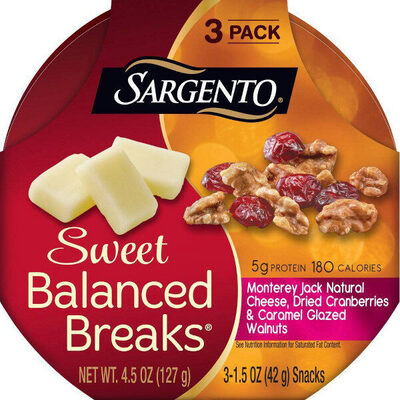 Monterey Jack Natural Cheese, Dried Cranberries & Caramel Glazed Walnuts Snacks, Monterey Jack Natural Cheese, Dried Cranberries & Caramel Glazed Walnuts