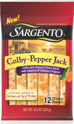 Colby-Pepper Jack Colby-Jack Natural Cheese Sticks With Jalapeno & Habanero Peppers, Colby-Pepper Jack