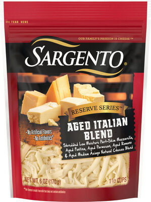 Aged Italian Shredded Low Moisture Part-Skim Mozzarella, Aged Fontina, Aged Parmesan, Aged Romano & Aged Medium Asiago Natural Cheese Blend, Aged Italian Blend