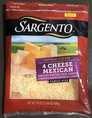 4 Cheese Mexican Shredded Monterey Jack, Asadero, Cheddar & Queso Quesadilla Natural Cheeses, 4 Cheese Mexican