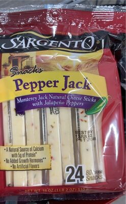 Pepper Jack Monterey Jack Natural Cheese Sticks With Jalapeno Peppers, Pepper Jack