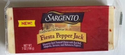 Fiesta Pepper Jack Monterey Jack Natural Cheese With Red Bell, Jalapeno Serrano & Habanero Peppers, Fiesta Pepper Jack